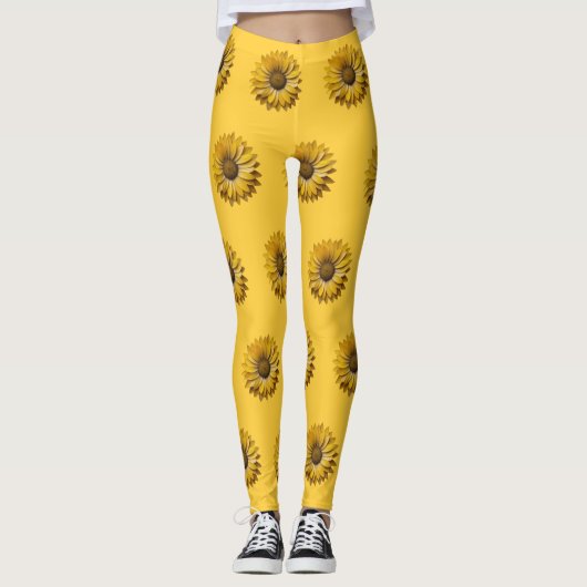 Leggings Realistic Minimal Sunflower Pattern (Devant)