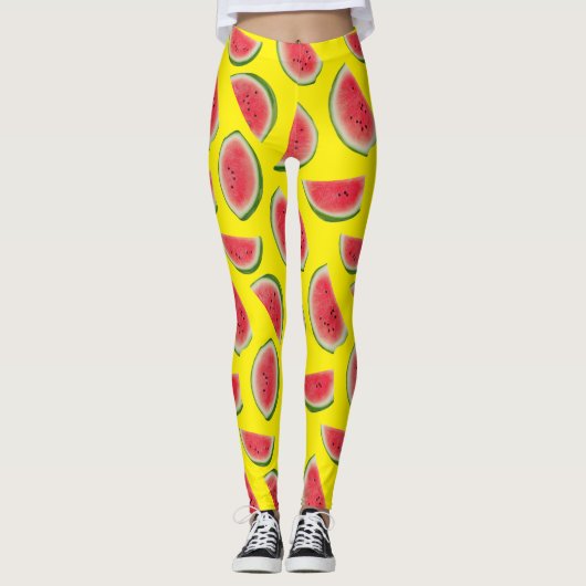 Leggings Realistic Watermelon Slice Pattern Design (Devant)