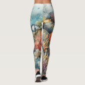 Leggings Récif corallien de Miami Beach et poissons aquarel (Dos)