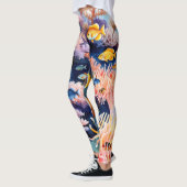 Leggings Récif de corail vibrant aquarelle (Gauche)