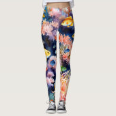 Leggings Récif de corail vibrant aquarelle (Devant)
