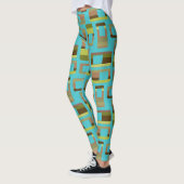 Leggings Rectangles à bandes turquoise (Gauche)