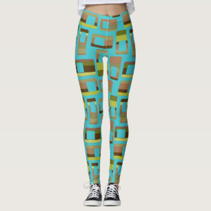 Leggings Rectangles à bandes turquoise