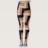 Leggings Rectangles géométriques Brown Mocha Noir (Devant)