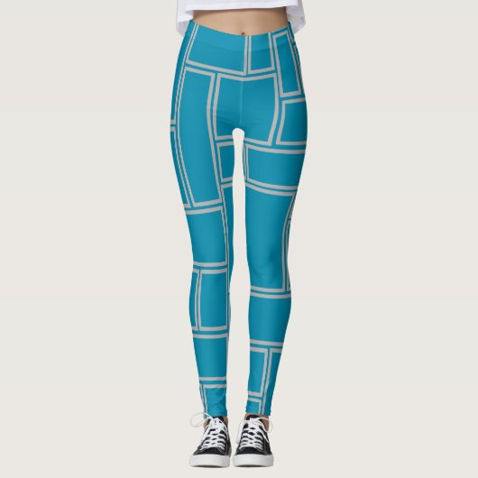 Leggings Rectangles turquoises (Devant)