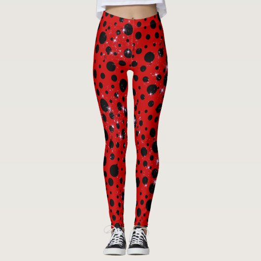 Leggings Red and black polka dots funny ladybug (Devant)