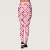 Leggings Red and white geometric checkered pattern retro    (Dos)
