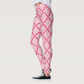 Leggings Red and white geometric checkered pattern retro    (Gauche)