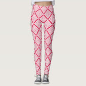 Leggings Red and white geometric checkered pattern retro    (Devant)