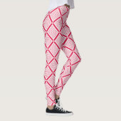 Leggings Red and white geometric checkered pattern retro    (Droite)