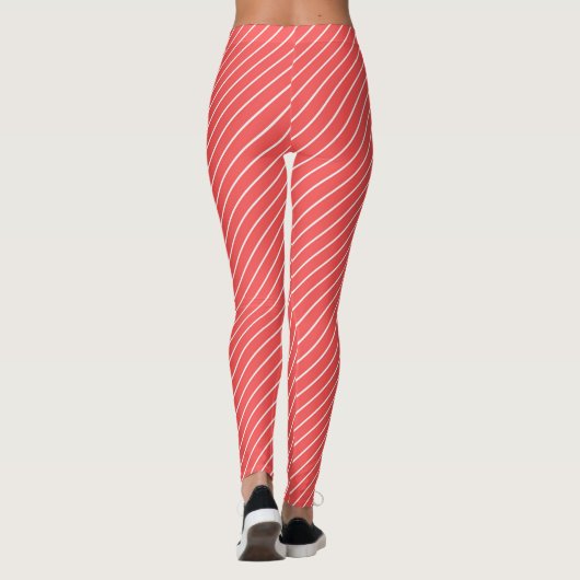 Leggings Red And White Stripes and Lines Pattern (Dos)