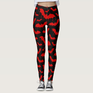 Leggings Red Bats Moth Nu Goth Alternative gothique