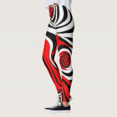 Leggings Red, Black and White Wave Pattern (Gauche)