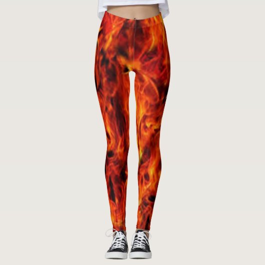 Leggings Red Black Flame Modern Chic Hipster Photo Collage (Devant)