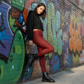 Leggings Red & Black Vertical Striped