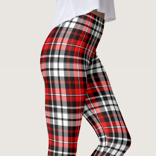 Leggings Red Black White Plaid Tartan Pattern Design