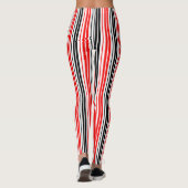 Leggings Red Black White Stripes Pattern Design  (Dos)