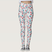 Leggings Red Blue Hearts Infirmière Motif (Devant)