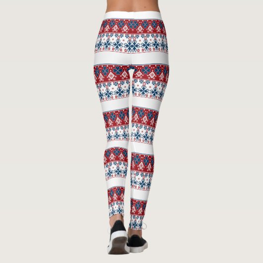 Leggings Red blue ornament (Dos)