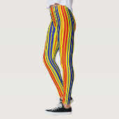Leggings Red Blue Yellow Stripes Pattern Design  (Gauche)