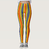 Leggings Red Blue Yellow Stripes Pattern Design  (Devant)