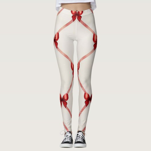 Leggings Red Bow : Style et confort combinés (Devant)