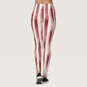 Leggings Red Burgundy Cream Stripes Christmas (Dos)