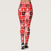 Leggings Red Christmas Holiday Cute Tree Reinder (Dos)