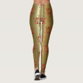 Leggings Red Christmas Stars on Gold (Dos)
