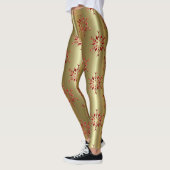 Leggings Red Christmas Stars on Gold (Gauche)