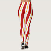 Leggings Red Gold & White Sucre de canne Stripes Noël (Dos)