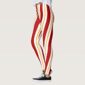 Leggings Red Gold & White Sucre de canne Stripes Noël (Gauche)