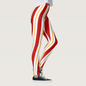Leggings Red Gold & White Sucre de canne Stripes Noël (Droite)