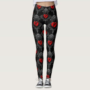 Leggings Red Goth Heart