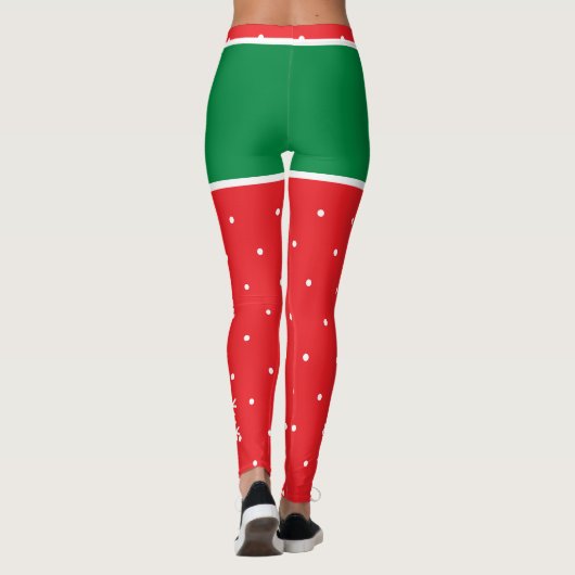 Leggings Red Green Christmas Elf Name  (Dos)