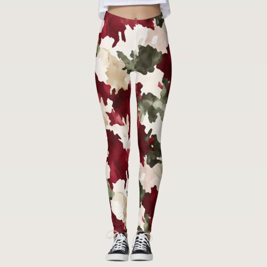 Leggings Red Green Cream Camo (Devant)