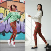 Leggings Red Green Diagonal Plaid Circular Distortion
