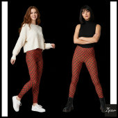 Leggings Red Green Diagonal Plaid Circular Distortion