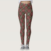 Leggings Red Green Plaid Stripes Christmas (Devant)