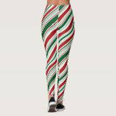 Leggings Red Green White Candy Stripes Motif de Noël (Dos)
