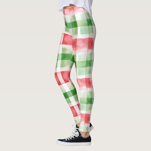 Leggings Red Green White Stripes (Gauche)