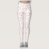 Leggings Red Heart Outline, Saint Valentin Décontractée (Devant)