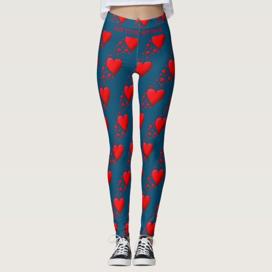 Leggings Red Hearts EXÉCUTEZ VOTRE COURSE Valentine Custom (Devant)