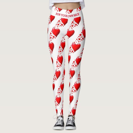 Leggings Red Hearts EXÉCUTEZ VOTRE COURSE Valentine Personn (Devant)