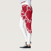 Leggings Red Hearts Lace Design sur Arrière - plan blanc (Gauche)