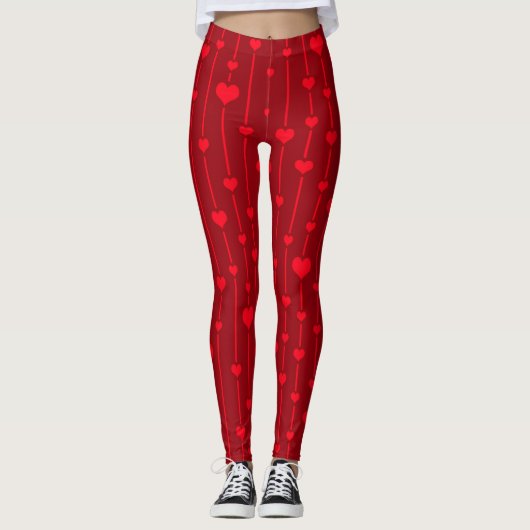Leggings Red Hearts popular pattern (Devant)