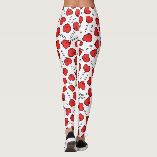 Leggings Red Lollipops, Heart Lollipops, Lollipop Pattern (Dos)