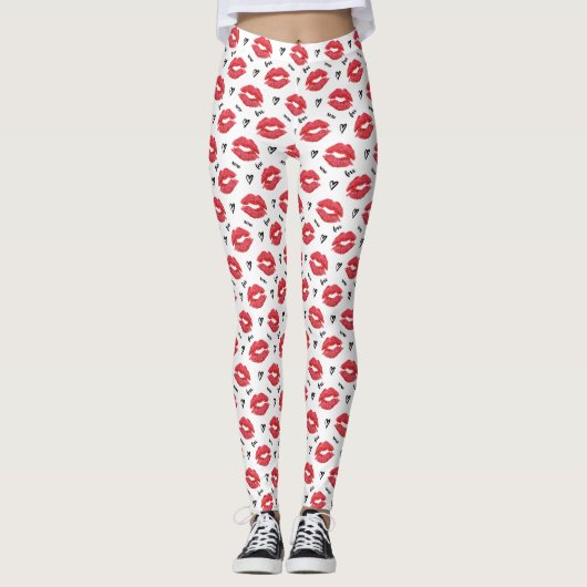Leggings Red Love and Kisses Valentines (Devant)