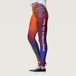 Leggings Red Orange Blue Stripe Motif Punch aujourd'hui en 