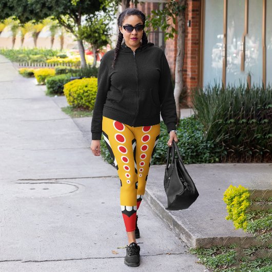 Leggings Red Orange Tiki